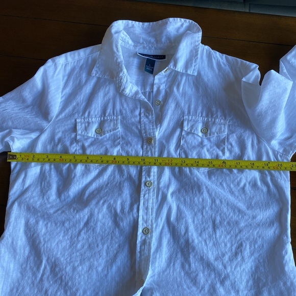 KAREN SCOTT PETITES 100% Semi-Sheer Cotton 3/4 Sleeve Button Down Shirt Large(P) - Picture 5 of 10
